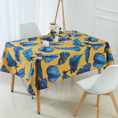 Tropical Green Plant Linen Waterproof Tablecloth Palm Leaf Coffee Table Tablecloth